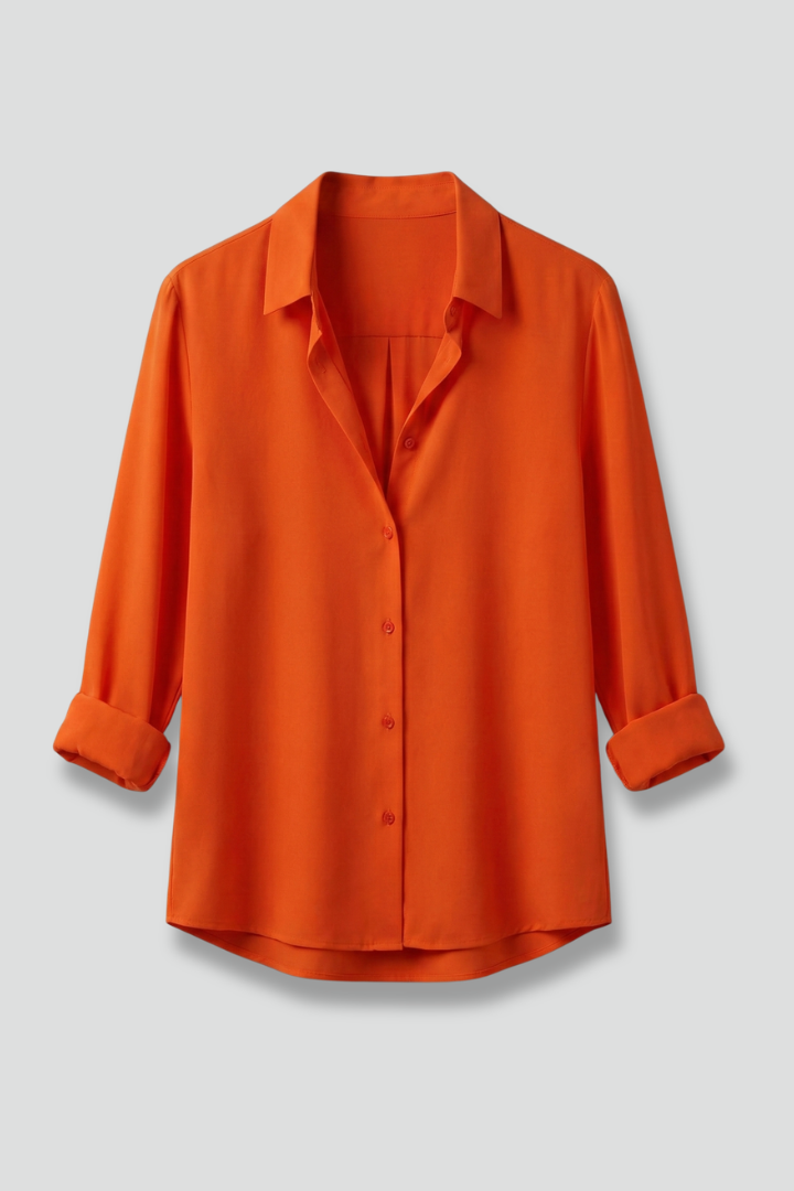Blouse Femme Chic Boutonnée Manches Retroussées