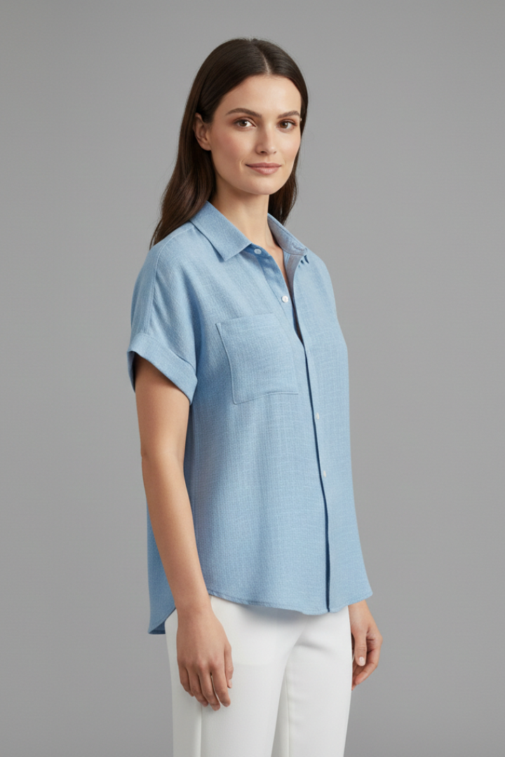 Blouse Femme Décontractée Boutonnée Manches Revers