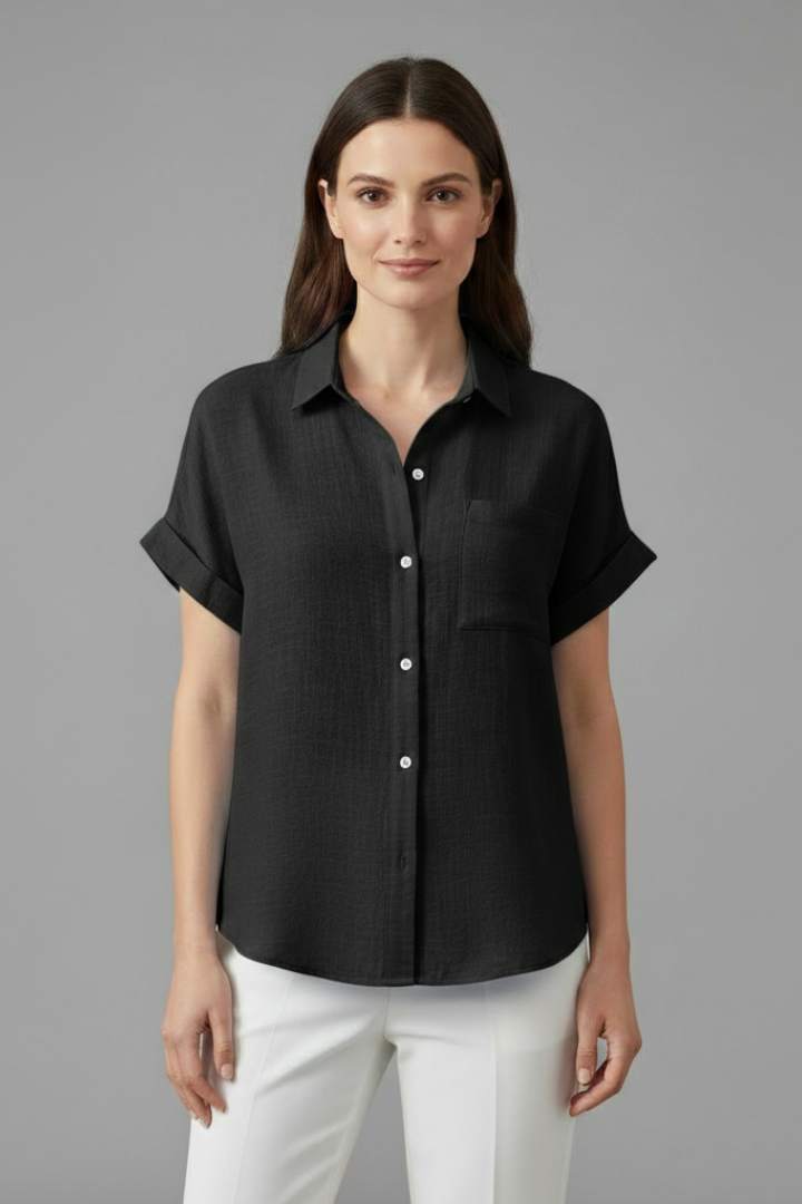 Blouse Femme Décontractée Boutonnée Manches Revers