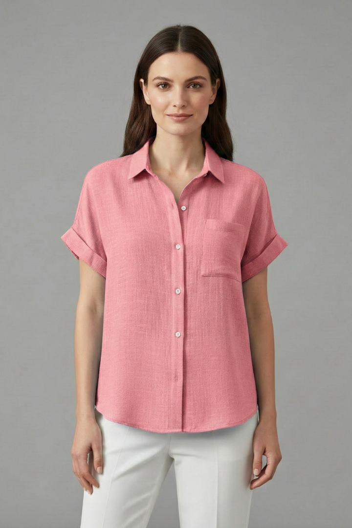 Blouse Femme Décontractée Boutonnée Manches Revers