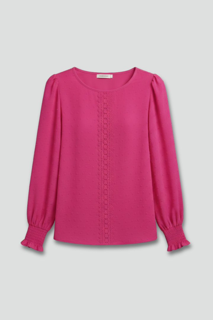 Blouse Femme Manches Longues Détail Dentelle Chic