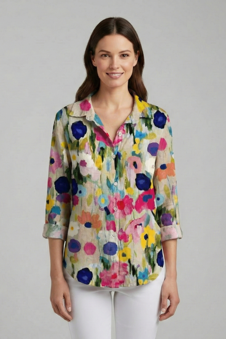 Chemisier Femme Fleuri Manches Retroussables