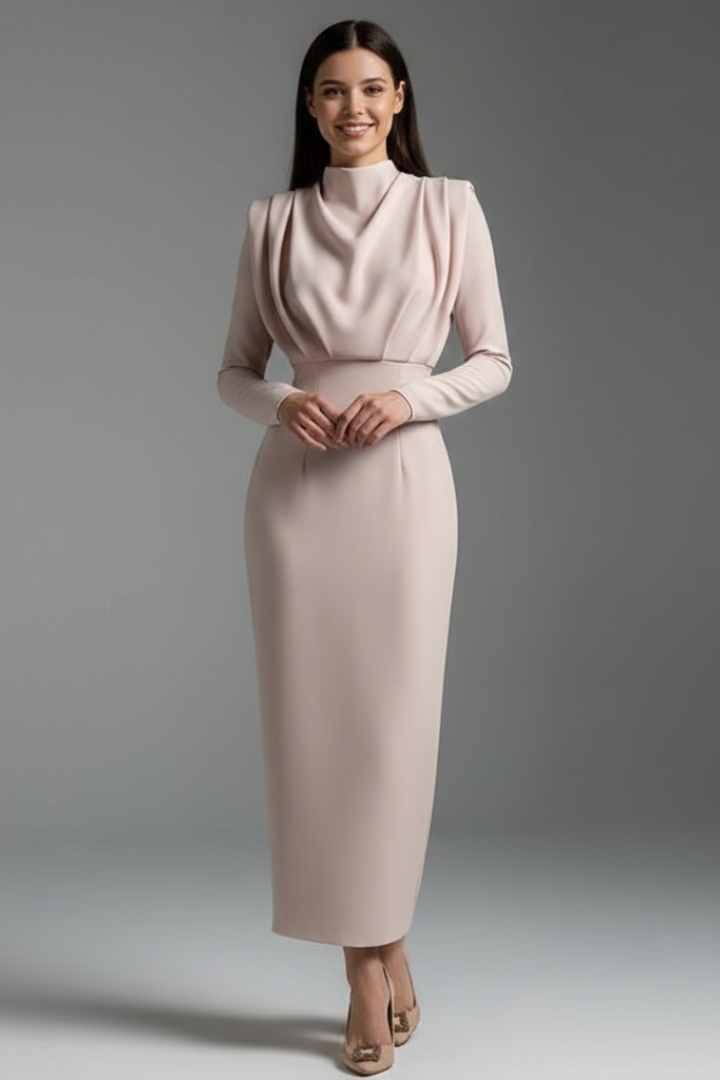 Robe de cérémonie Femme chic à col montant