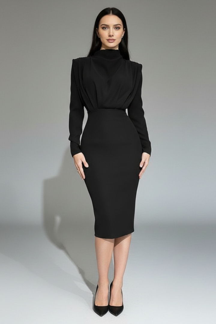 Robe de cérémonie Femme chic à col montant