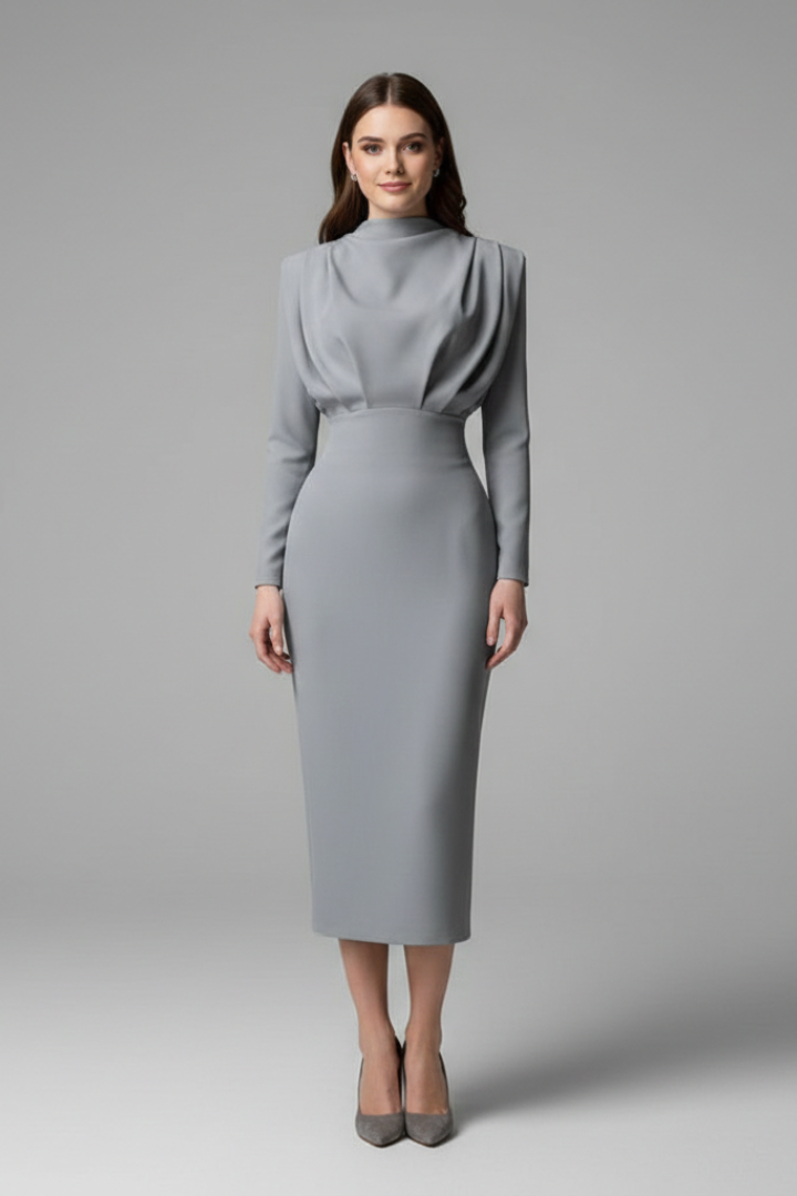 Robe de cérémonie Femme chic à col montant