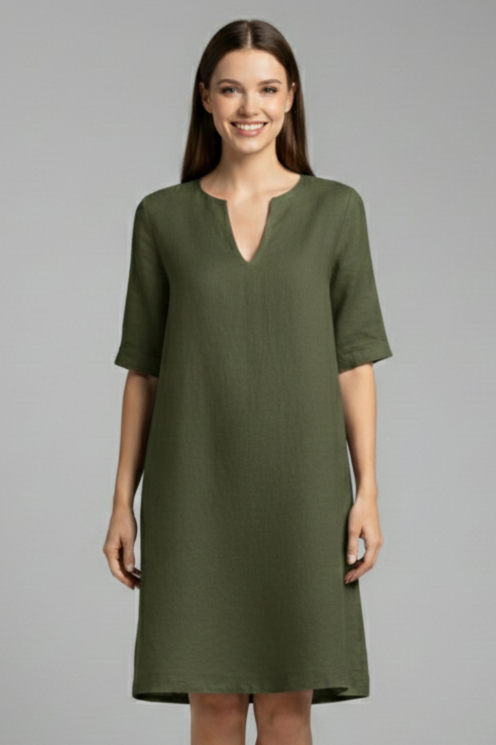 Robe Trapèze Femme Ample Col V Décontractée
