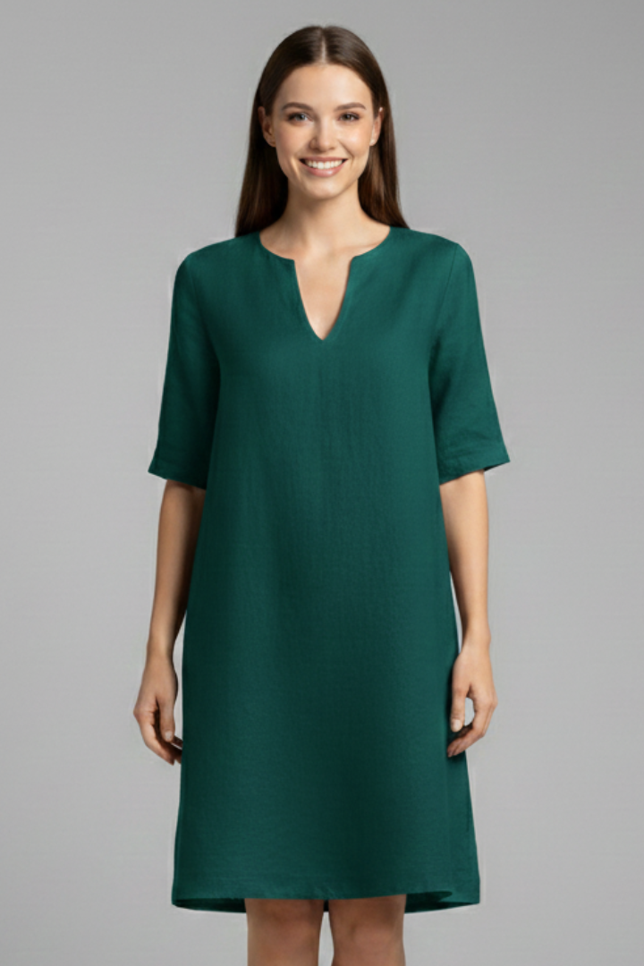 Robe Trapèze Femme Ample Col V Décontractée