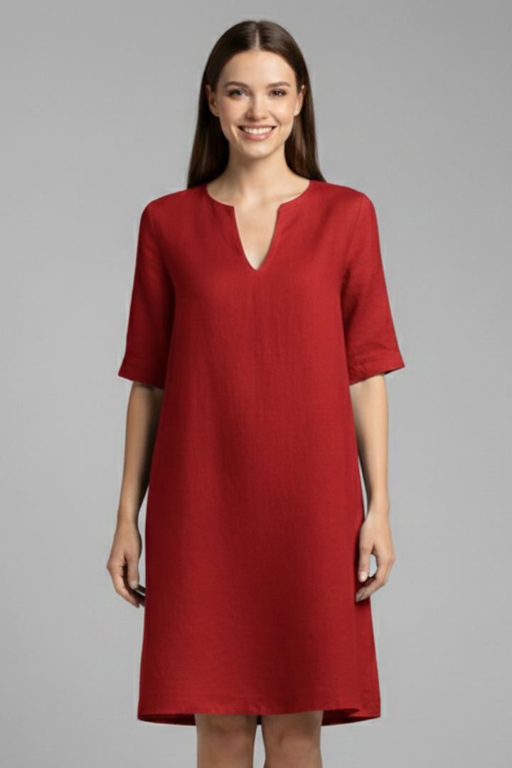Robe Trapèze Femme Ample Col V Décontractée