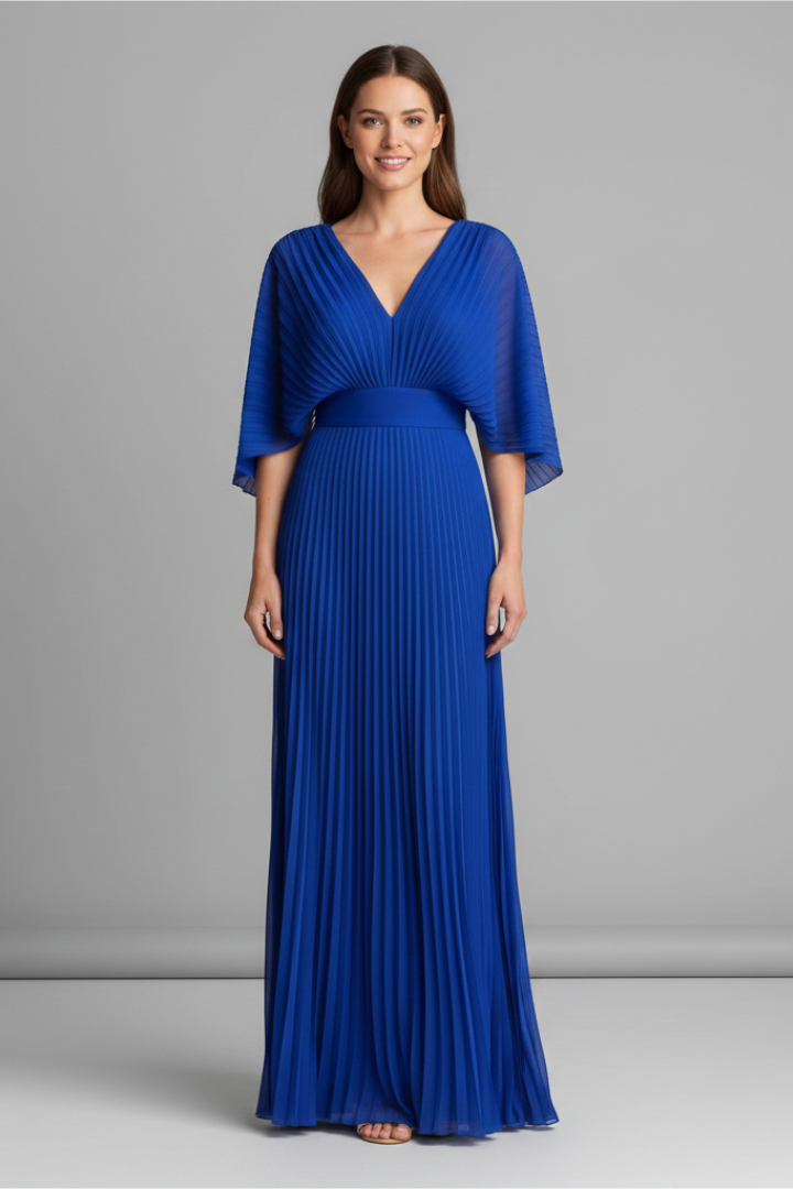 Robe de soirée Femme plissée à manches fluides