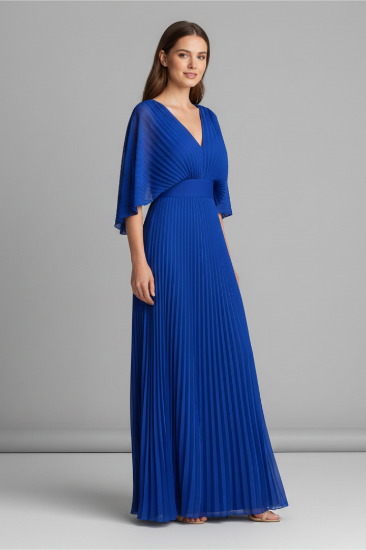 Robe de soirée Femme plissée à manches fluides