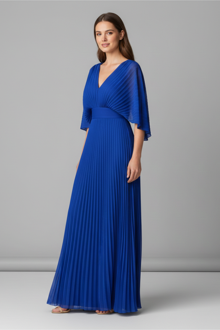 Robe de soirée Femme plissée à manches fluides