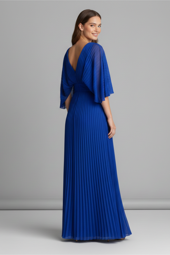 Robe de soirée Femme plissée à manches fluides