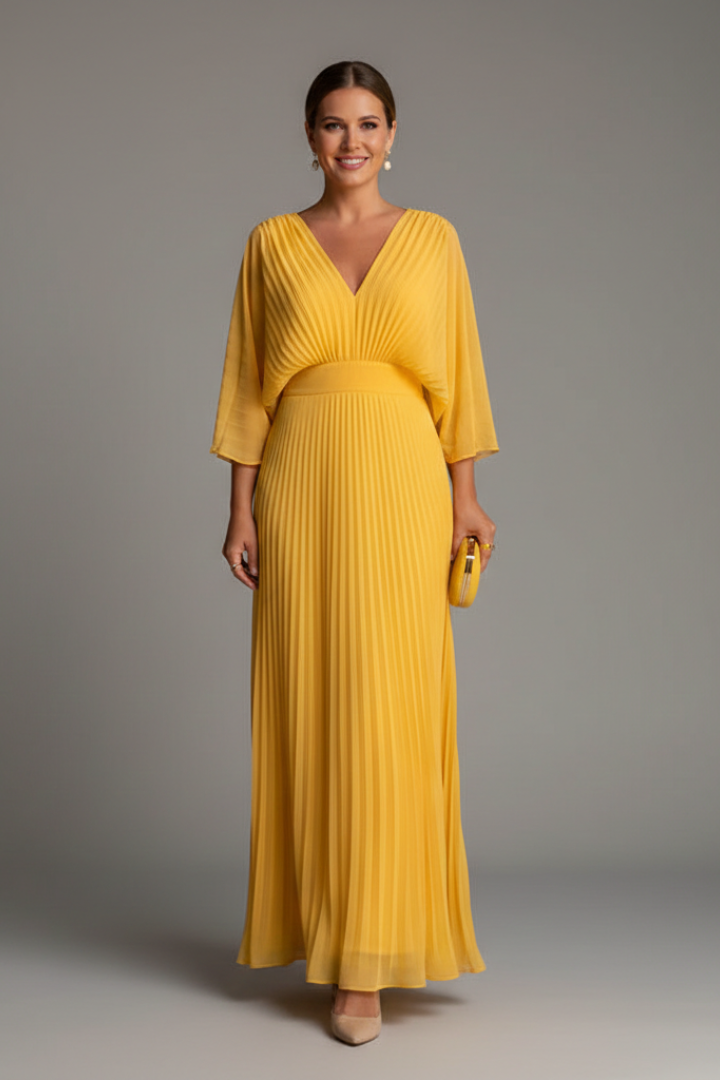 Robe de soirée Femme plissée à manches fluides