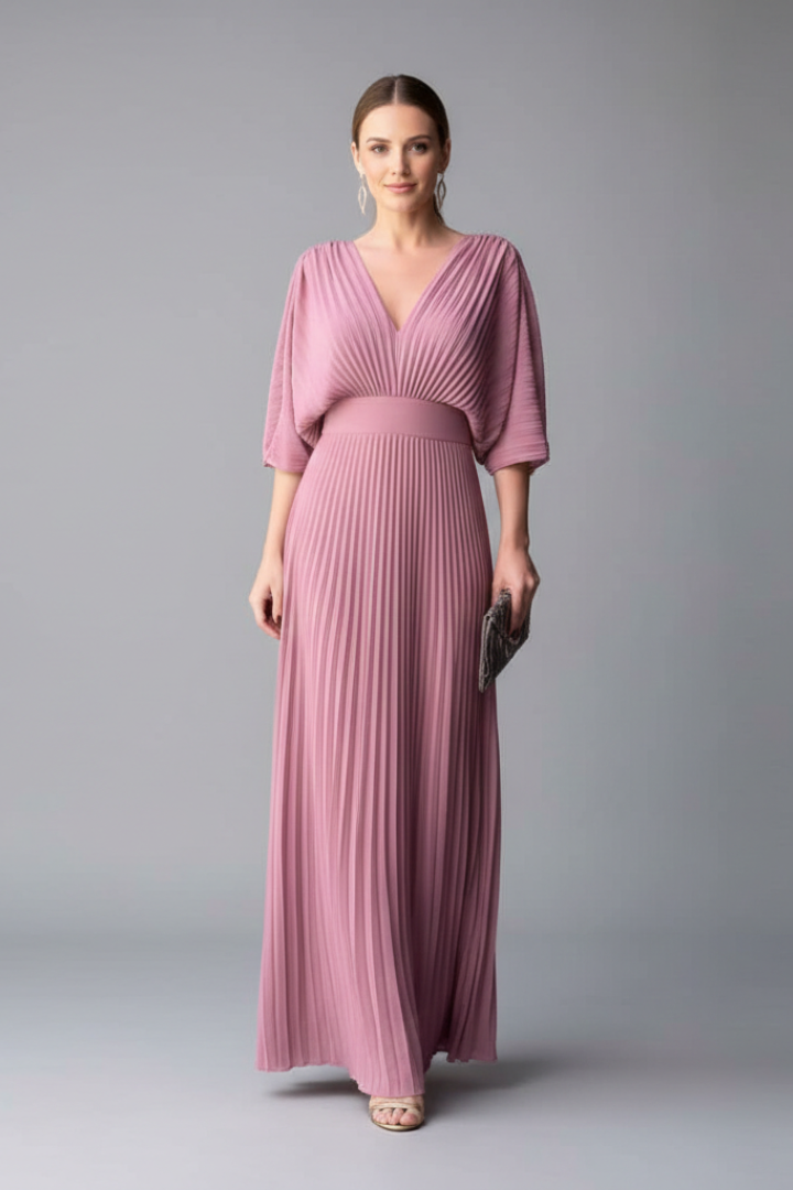 Robe de soirée Femme plissée à manches fluides