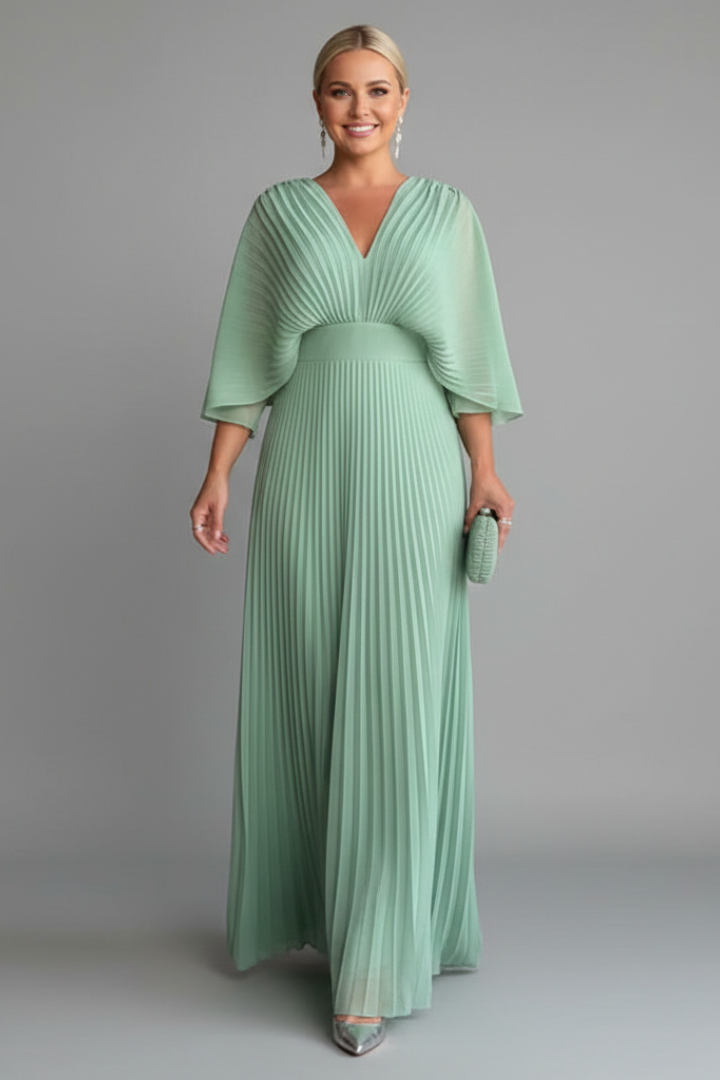 Robe de soirée Femme plissée à manches fluides