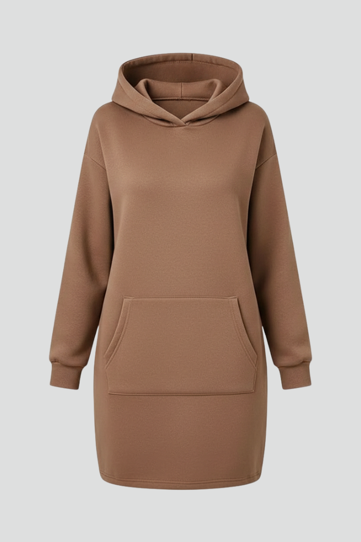 Robe Courte Femme Casual à Capuche et Poche