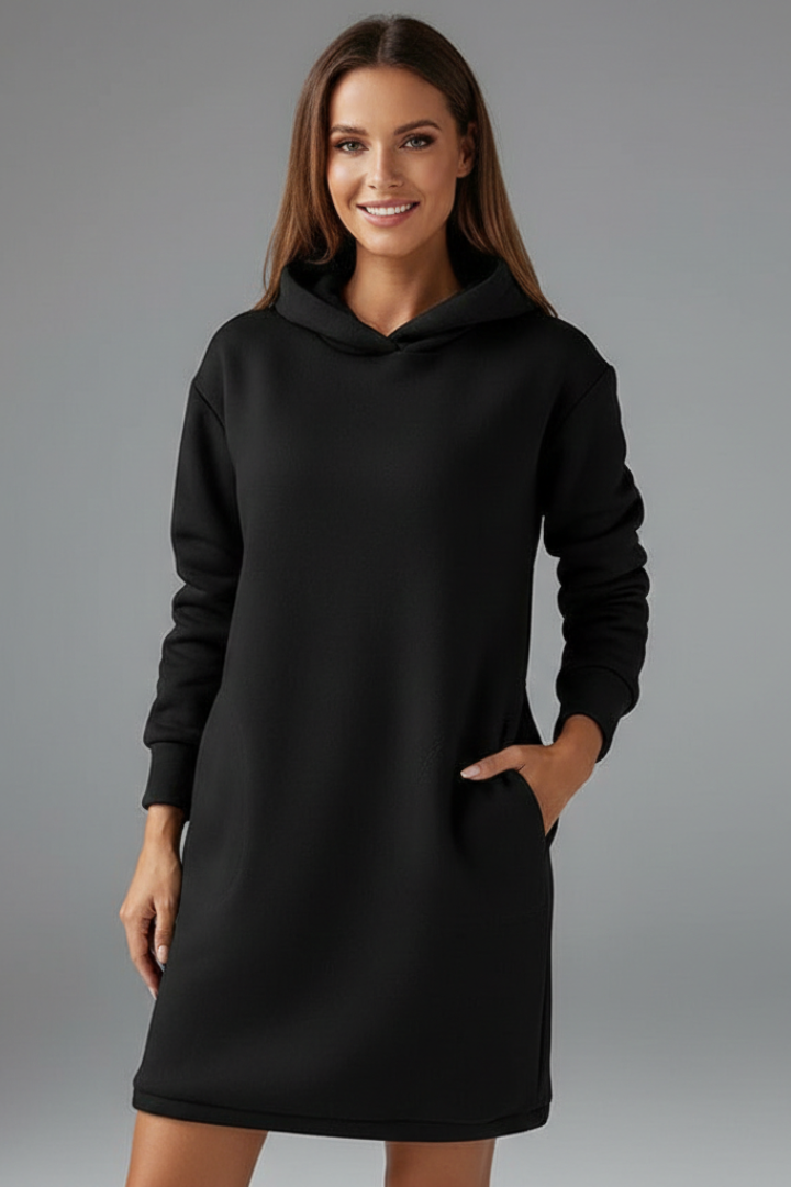 Robe Courte Femme Casual à Capuche et Poche