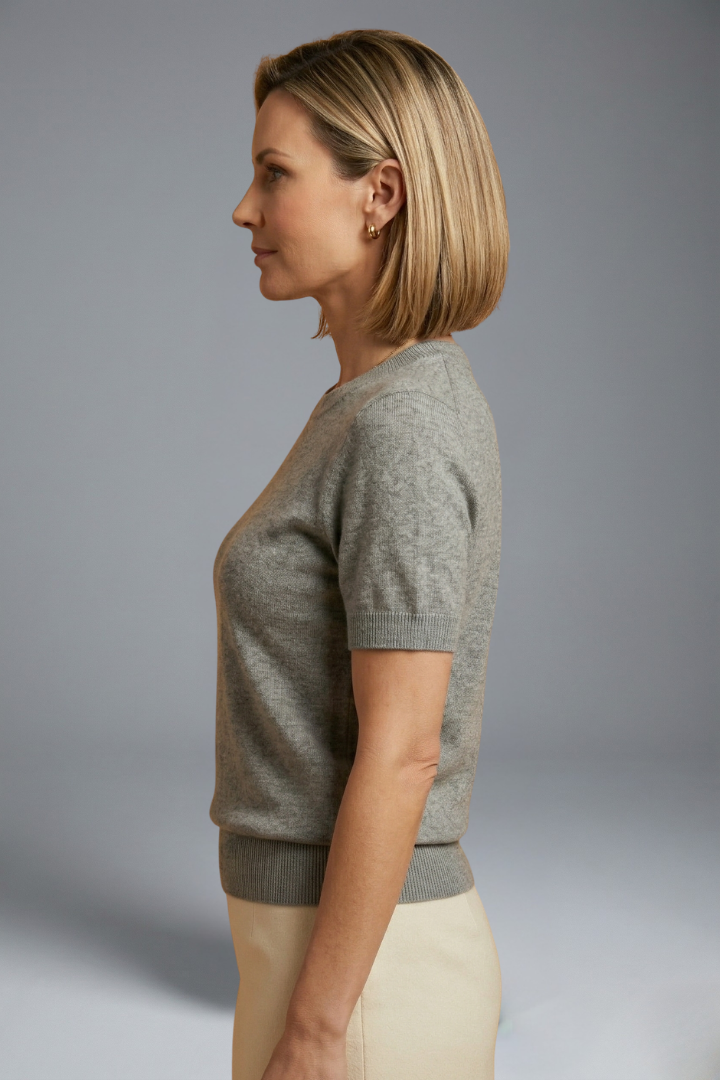 Top Femme Basique Col Rond en Maille