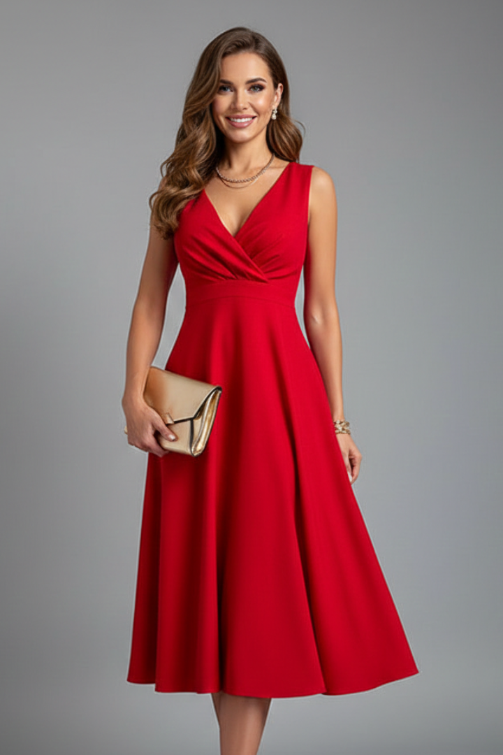Robe Midi Élégante Col V
