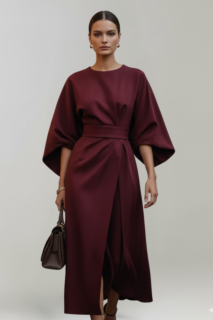 Robe Midi Élégante Ceinturée