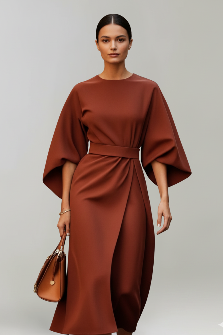 Robe Midi Élégante Ceinturée