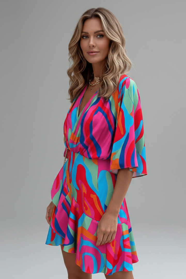 Robe Portefeuille Femme Fluide Imprimée Bohème
