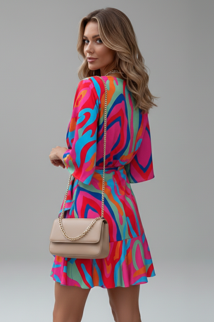 Robe Portefeuille Femme Fluide Imprimée Bohème