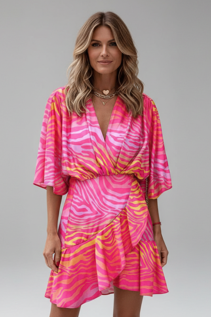 Robe Portefeuille Femme Fluide Imprimée Bohème