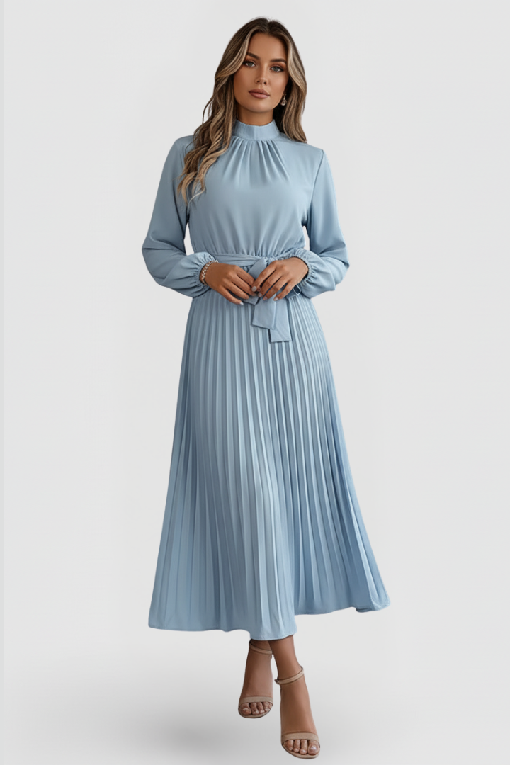 Robe de cérémonie Femme plissée à manches longues