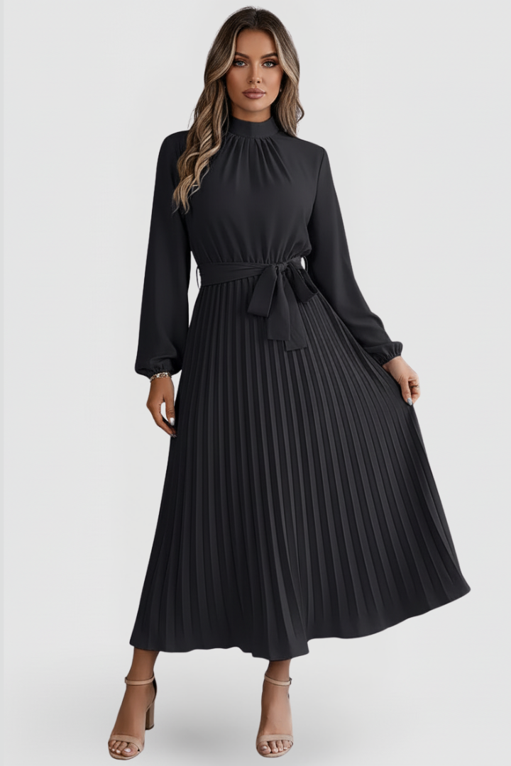 Robe de cérémonie Femme plissée à manches longues