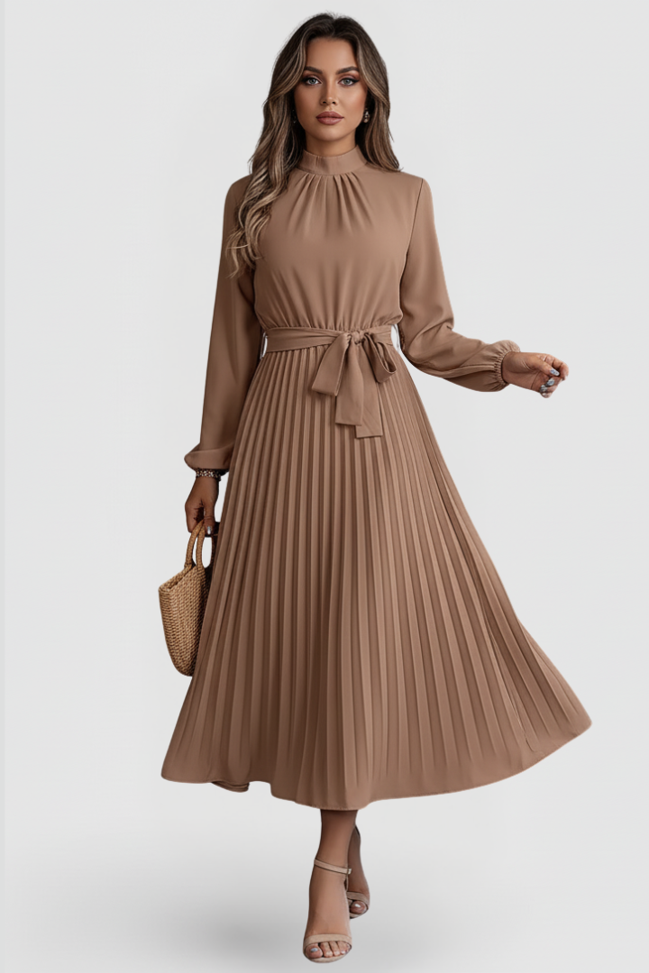 Robe de cérémonie Femme plissée à manches longues
