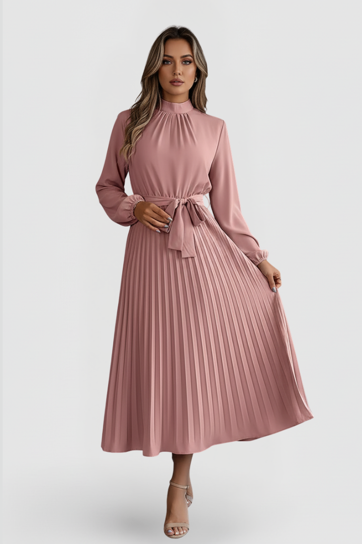 Robe de cérémonie Femme plissée à manches longues