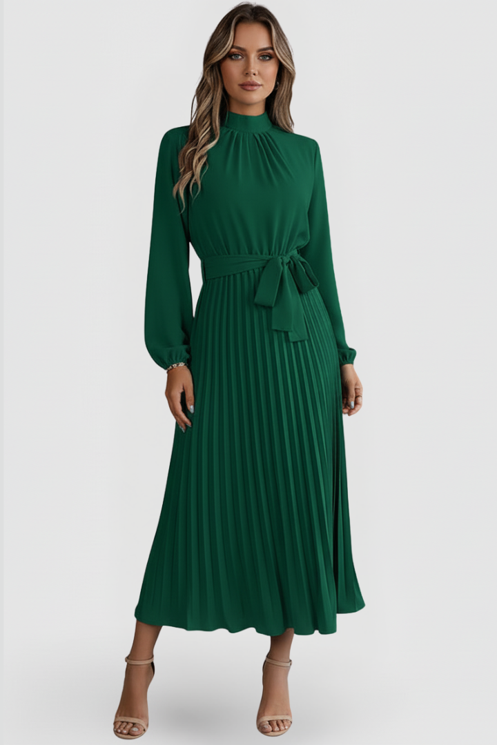 Robe de cérémonie Femme plissée à manches longues