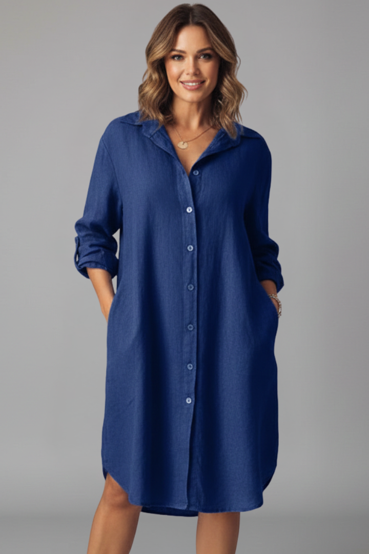 Robe Chemise Longue Femme Ample Élégante