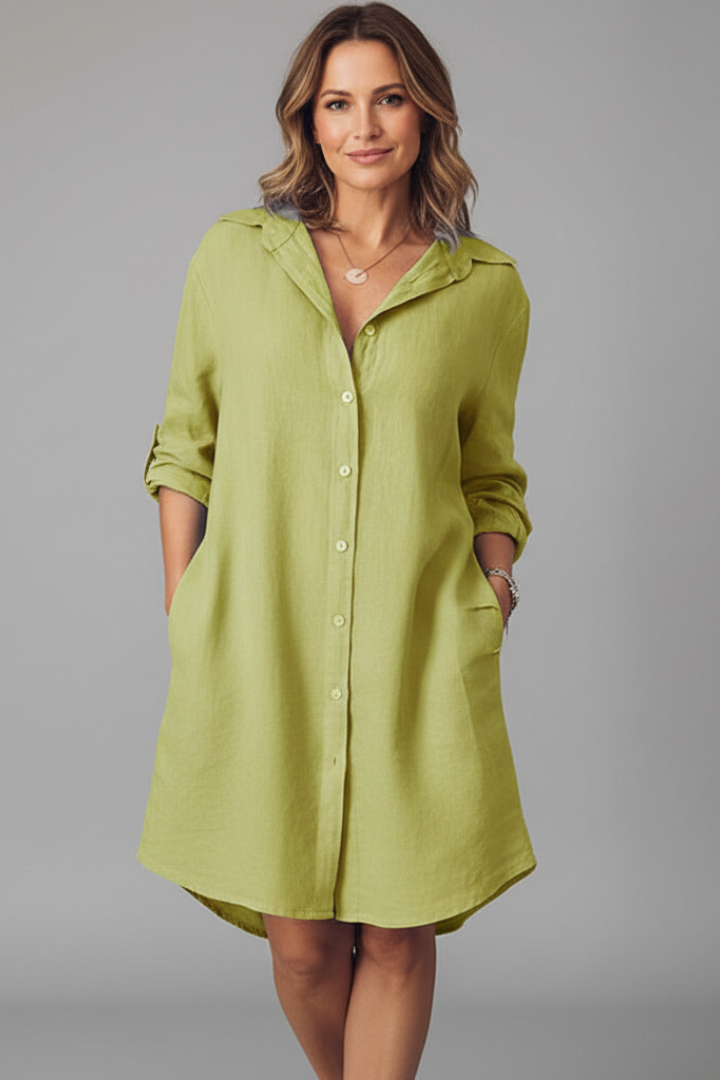 Robe Chemise Longue Femme Ample Élégante
