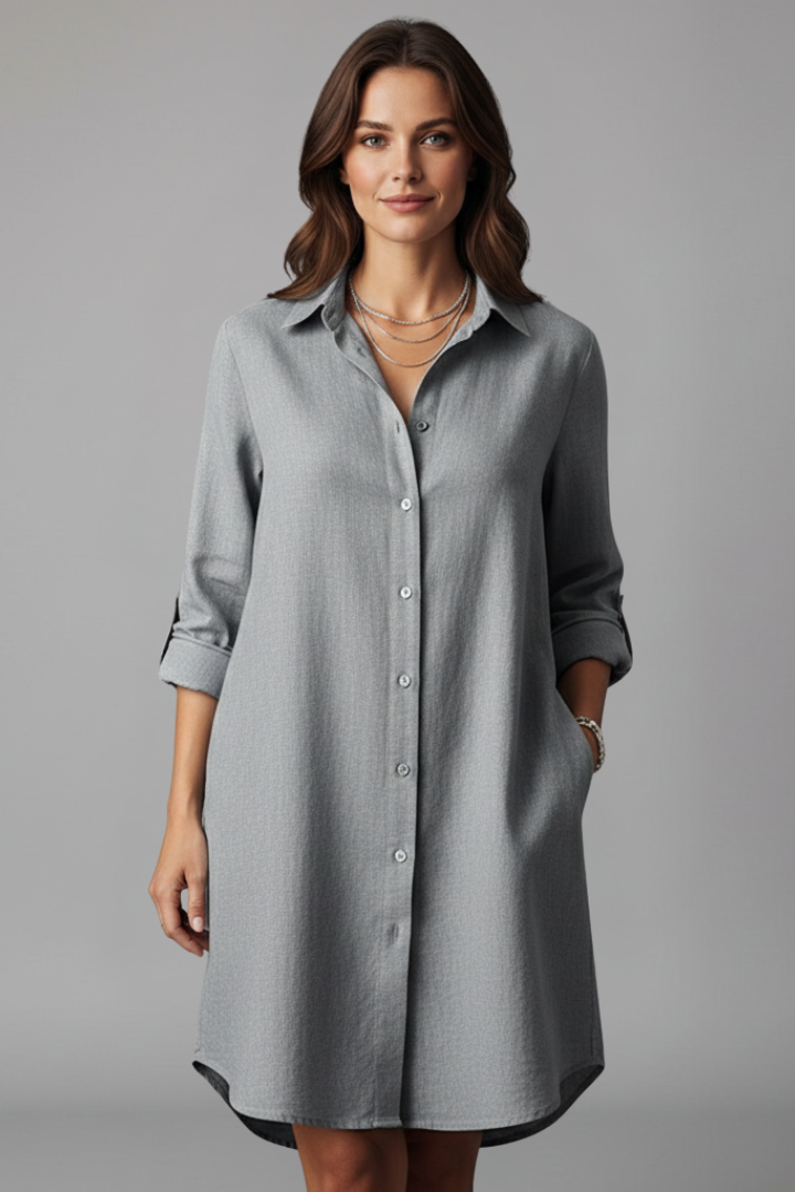 Robe Chemise Longue Femme Ample Élégante
