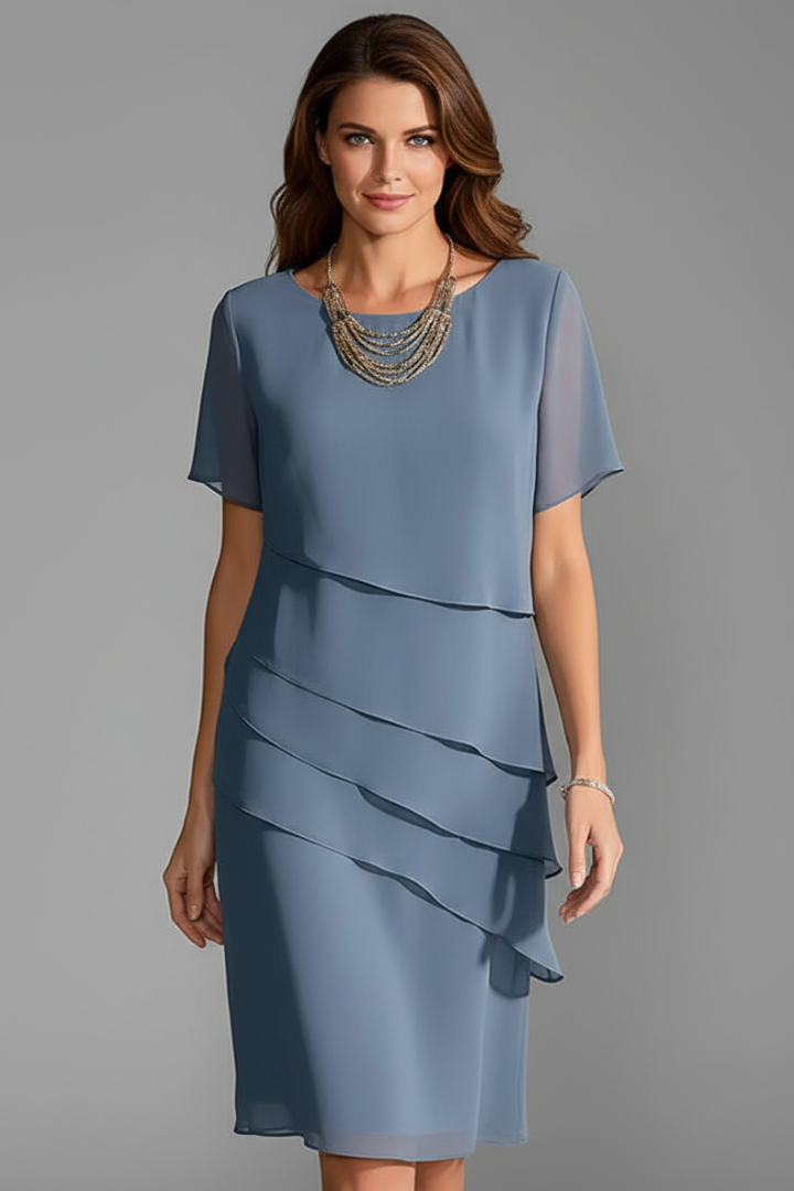 Robe de cérémonie Femme midi à volants asymétriques fluide