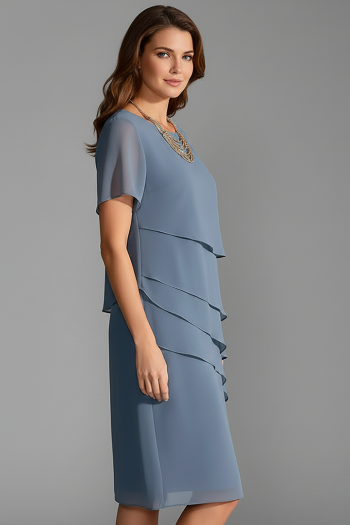 Robe de cérémonie Femme midi à volants asymétriques fluide