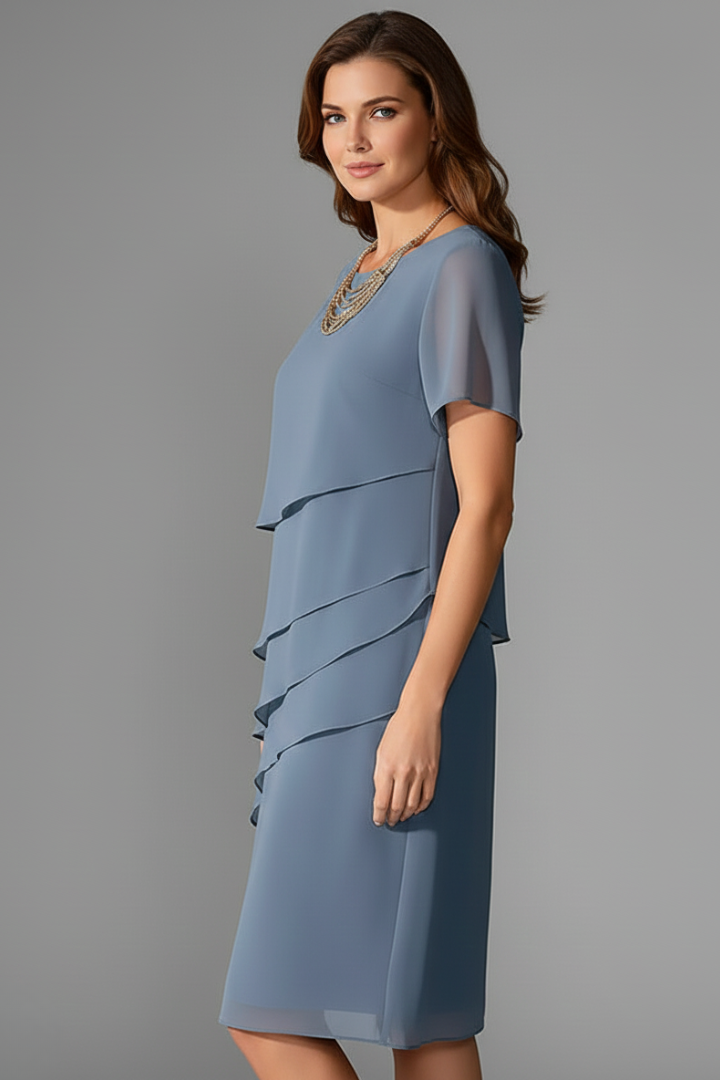 Robe de cérémonie Femme midi à volants asymétriques fluide