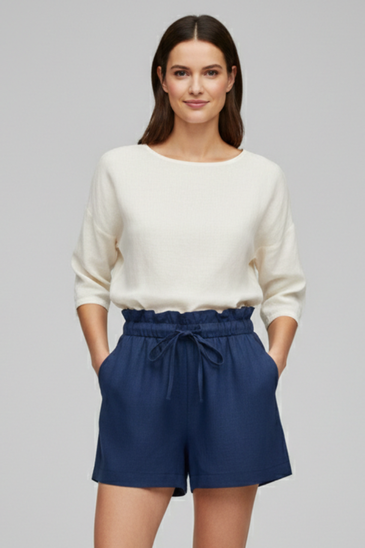 Short Femme Ample Chic Taille Froncée