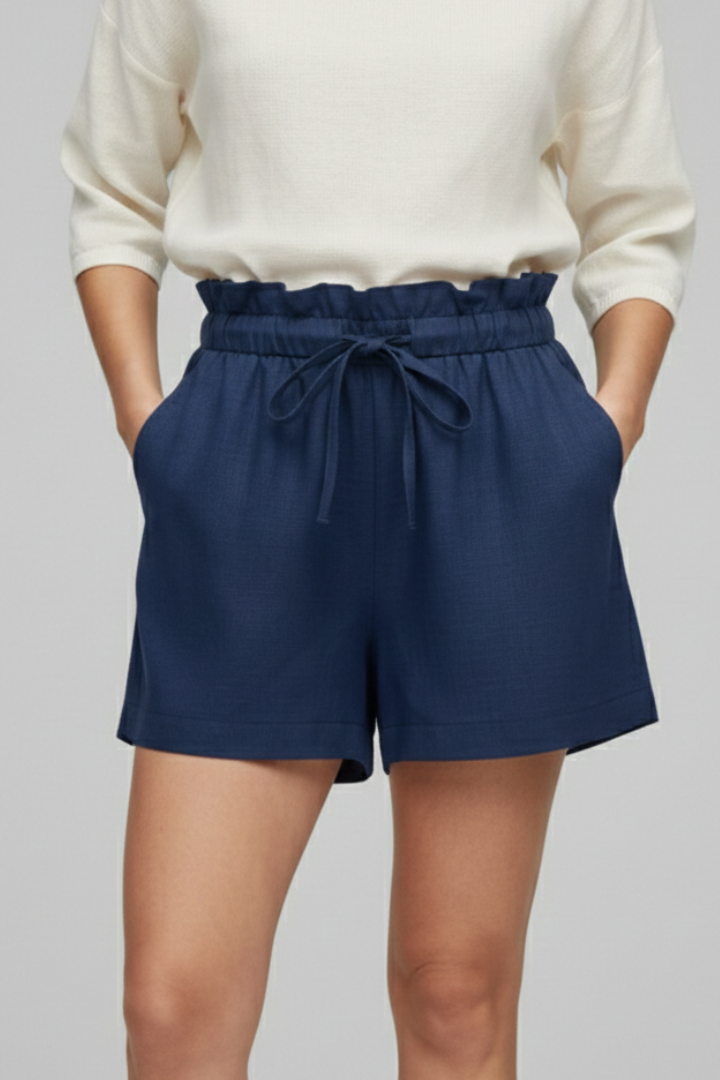 Short Femme Ample Chic Taille Froncée