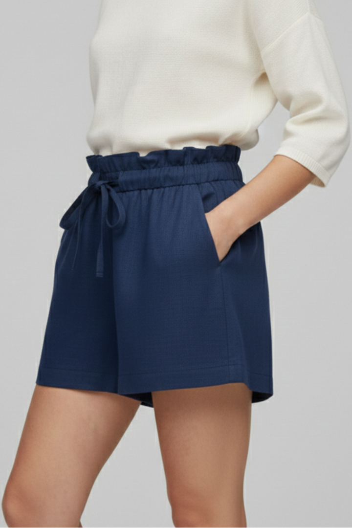 Short Femme Ample Chic Taille Froncée