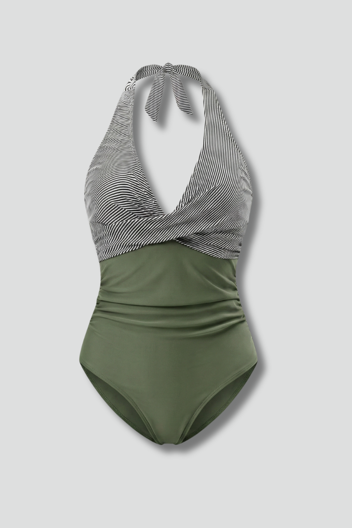 Maillot de Bain Une Pièce Gainant Dos Nu Bicolore