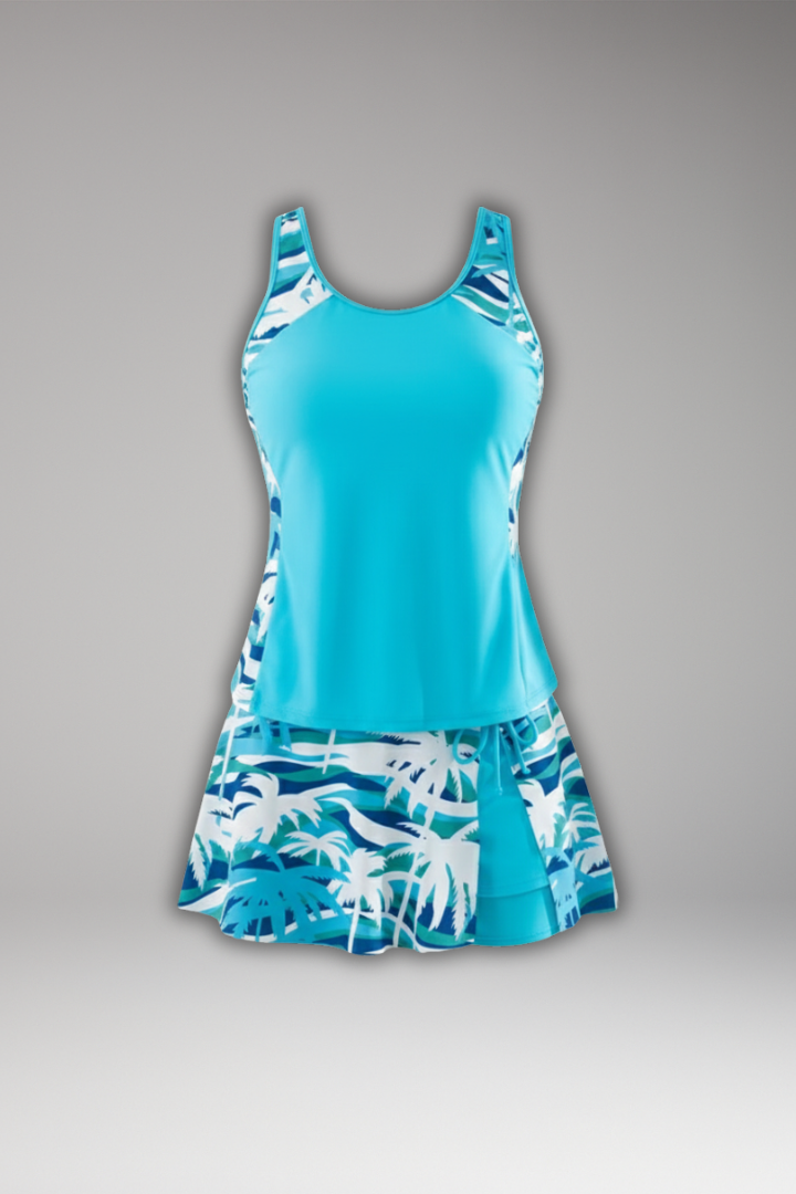 Maillot de Bain Femme Jupette Imprimé Tropical