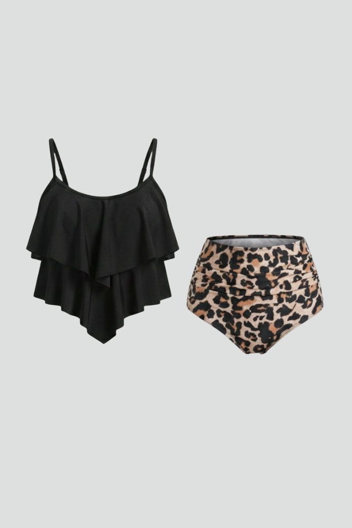 Maillot de Bain Femme Deux Pièces Chic Imprimé Léopard