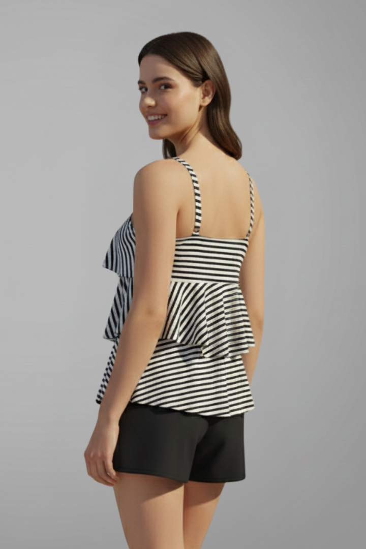 Maillot de Bain Femme Deux Pièces Rayé de Plage