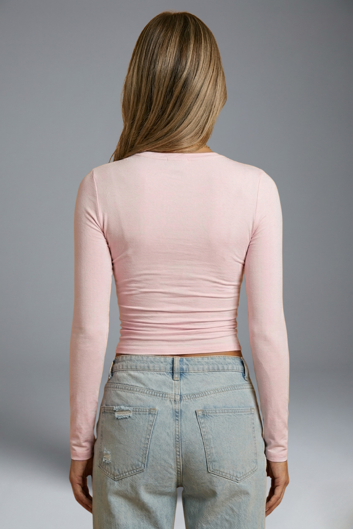 Top Femme Crop Manches Longues Uni
