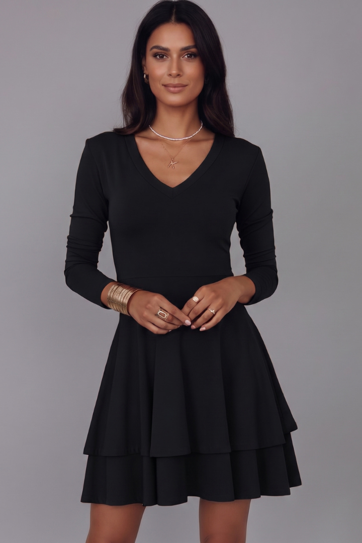 Robe Courte Femme Élégante Évasée à Volants