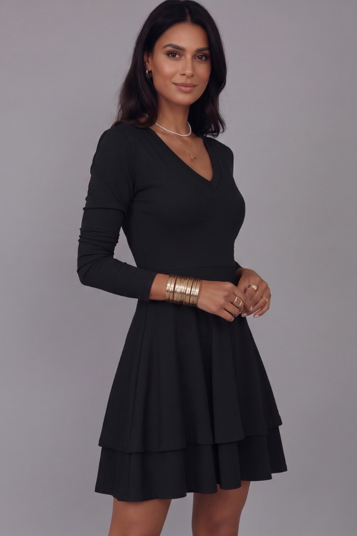 Robe Courte Femme Élégante Évasée à Volants