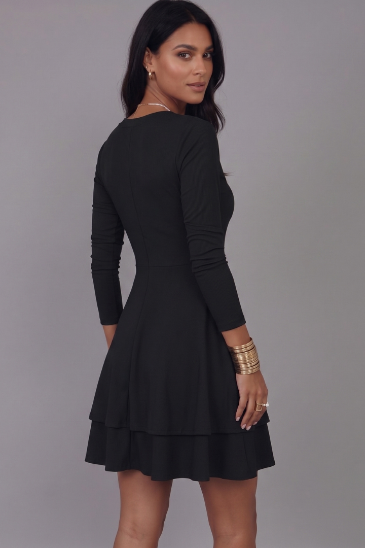 Robe Courte Femme Élégante Évasée à Volants